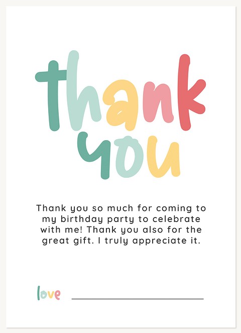 Rainbow Thanks Thank You Cards 