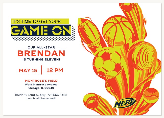 Nerf All-Star Kids Birthday Invitations