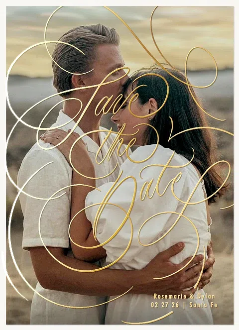 Shimmer Overlay Save the Date Cards