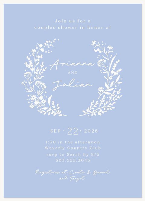Hand Drawn Wreath  Bridal Shower Invitations