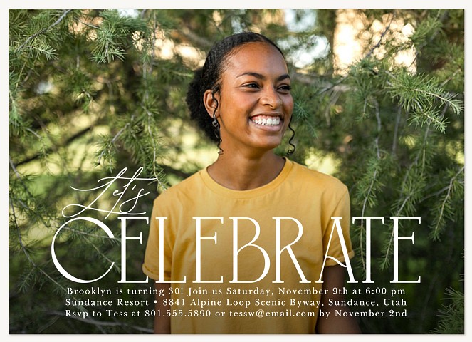 Simple Celebration Adult Birthday Party Invitations