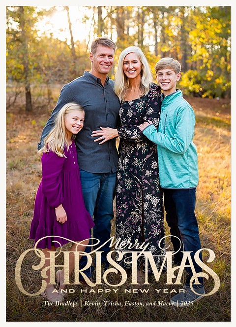 Golden Lettering Personalized Holiday Cards