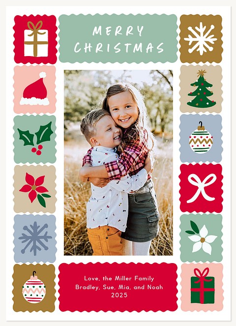 Merry Icons Personalized Holiday Cards