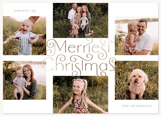Golden Curlicues Personalized Holiday Cards