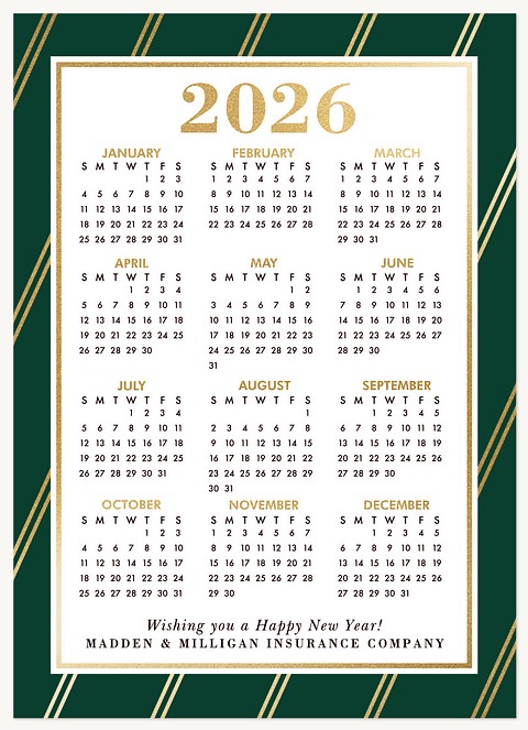 Striped Calendar Business Holiday Cards