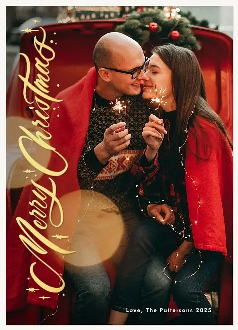 Glimmering Side Personalized Holiday Cards