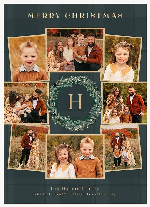 Shining Wreath Personalized Holiday Cards
