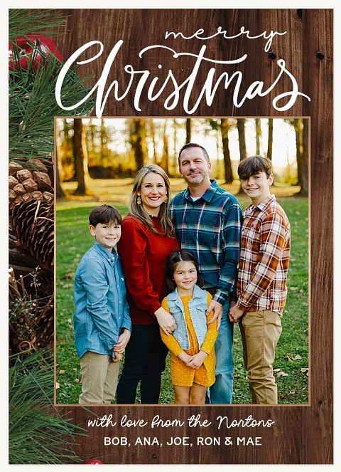 Rustic Sidebar Personalized Holiday Cards