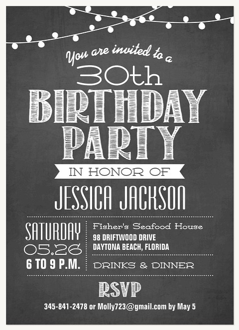 A Party to Remember Adult Birthday Party Invitations