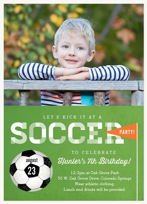 Kickoff Celebration Kids Birthday Invitations