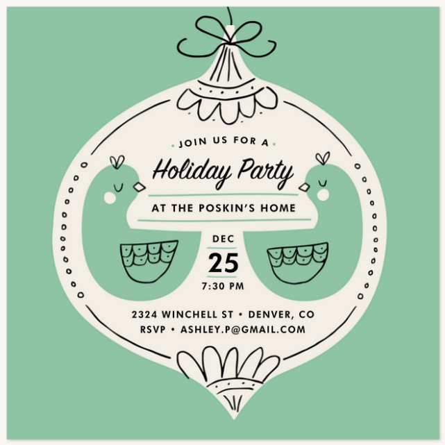 Turtle Doves Holiday Party Invitations