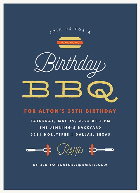Grilled Perfection Adult Birthday Party Invitations