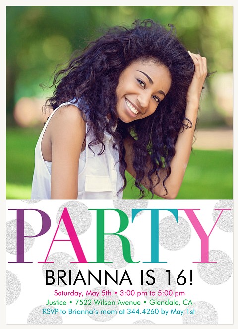 Glitter Dots Teen Birthday Invitations