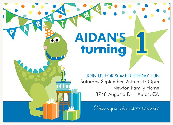 Prehistoric Bash Kids Birthday Invitations