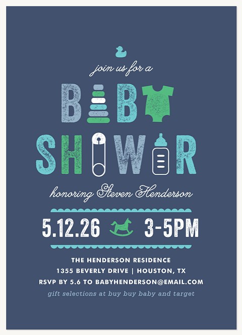 Vintage Essentials Baby Shower Invites