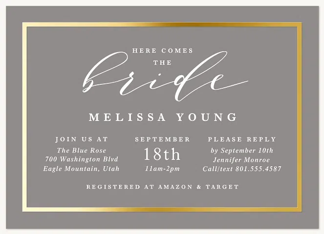 Grey Glam Bridal Shower Invitations