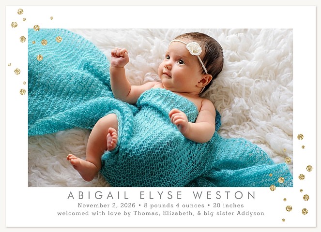Glitter Bubbles Girl Baby Announcements