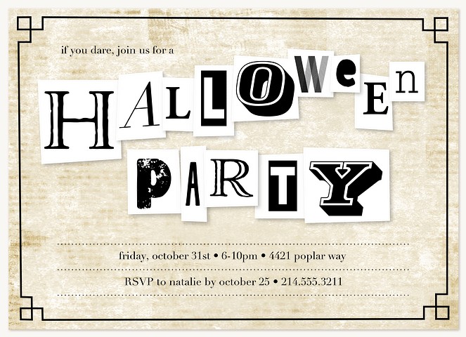 Ransom Typography Halloween Party Invitations