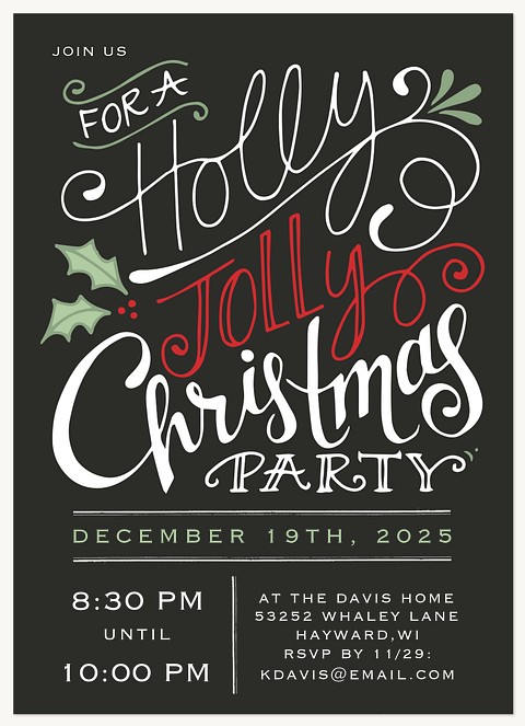 Holly Jolly Party Holiday Party Invitations