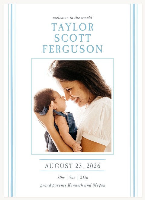 Coquette Stripes Baby Announcements