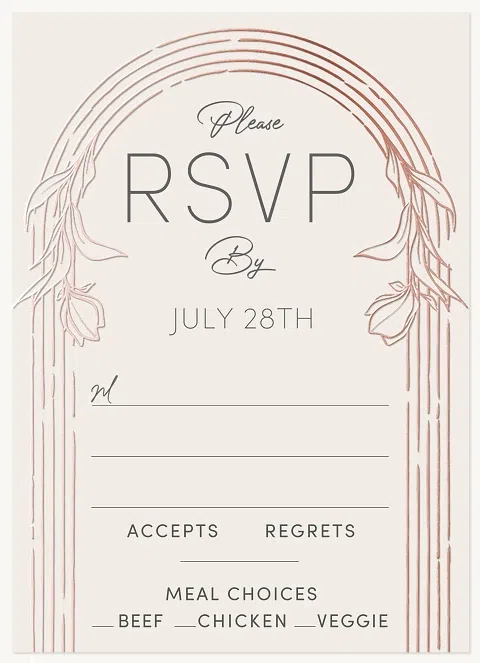 Luxe Leaves Wedding RSVP Cards