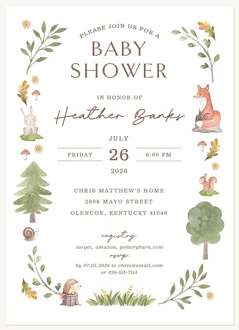 Woodland Circle Baby Shower Invites