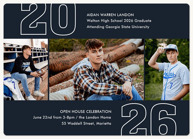 Outlined Year Graduation Cards