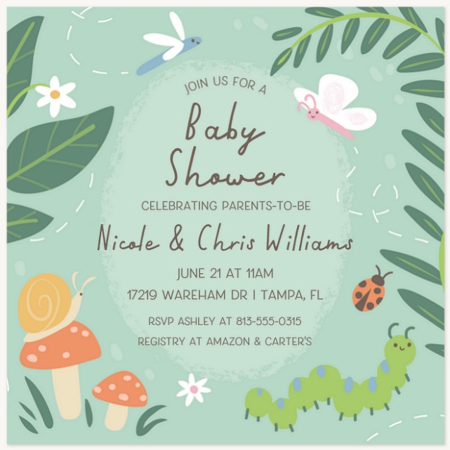 Cute Bugs Baby Shower Invites
