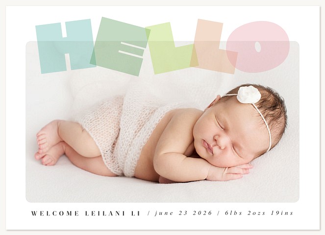 Sheer Hello Baby Announcements