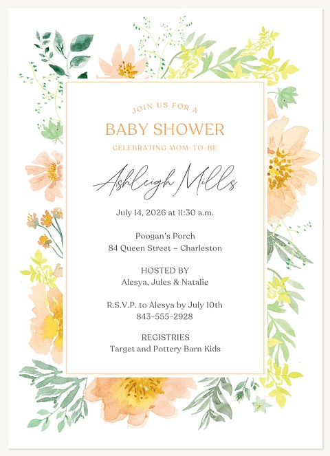 Cheerful Flowers Baby Shower Invites