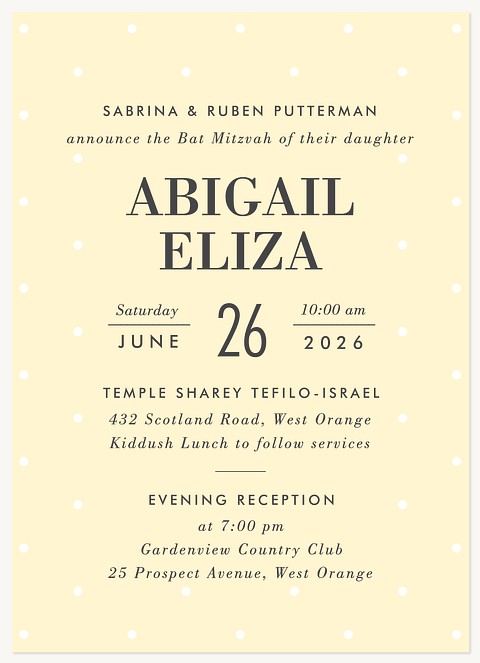 Light Dots Bat Mitzvah Invitations
