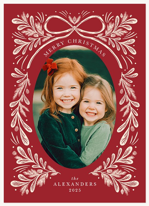 Botanical Bow Personalized Holiday Cards