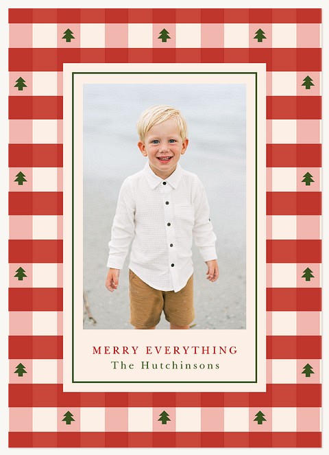 Cottage Trees Personalized Holiday Cards