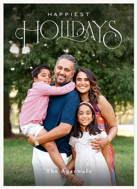 Flourished Type Personalized Holiday Cards