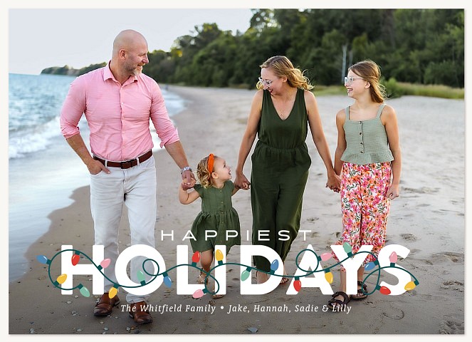 Retro Bulbs Personalized Holiday Cards