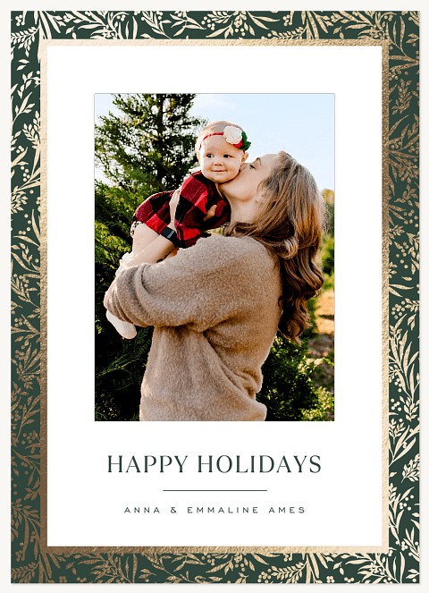 Gilded Mistletoe Personalized Holiday Cards