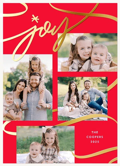 Joyful Ribbon Photo Holiday Cards