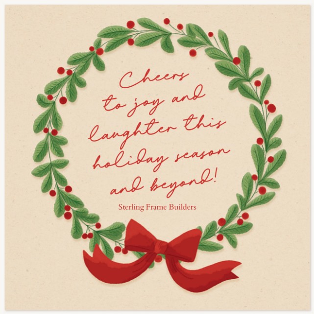 Square Wreath Business Holiday Cards