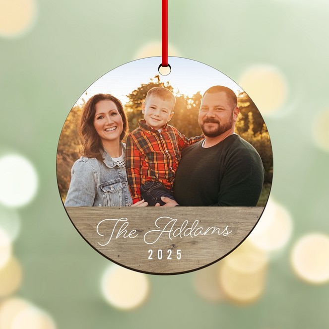 Rustic Round Personalized Ornaments