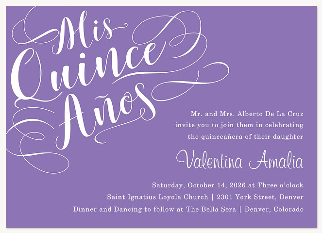 Written Flourish Quinceañera Invitations