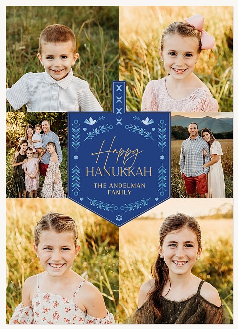 Floral Dreidel Hanukkah Cards