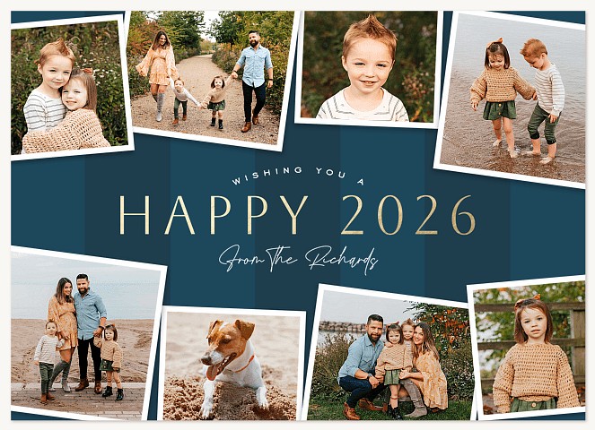 Colorful Stripes Personalized Holiday Cards