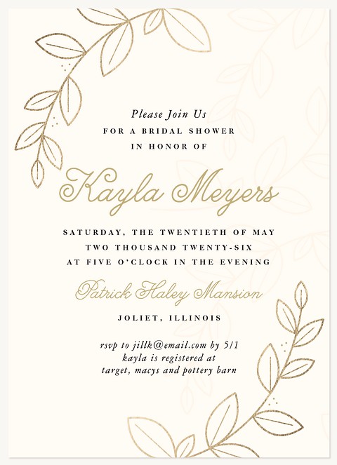 Frosted Leaves Bridal Shower Invitations