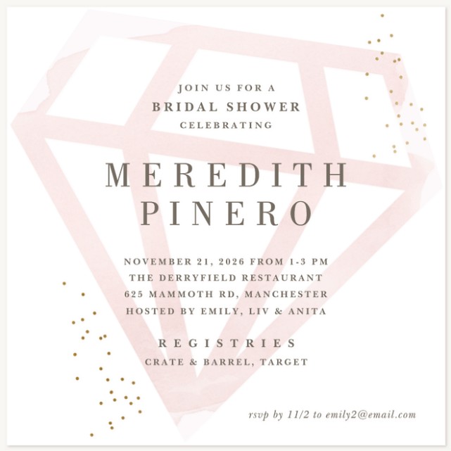 Sparkling Diamond Bridal Shower Invitations