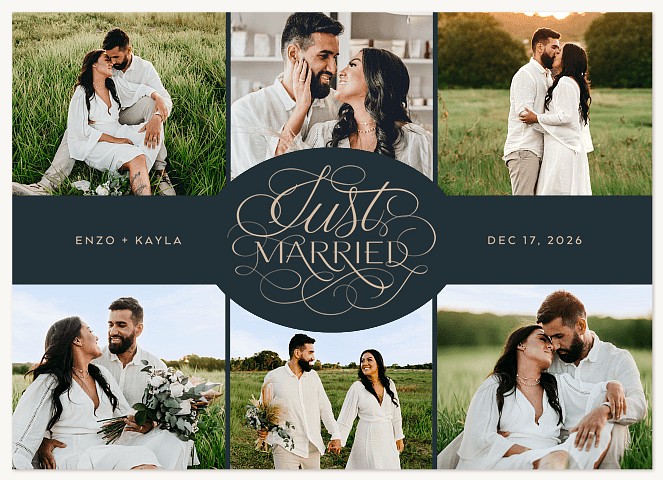 Just Married Flourished Wedding Announcements