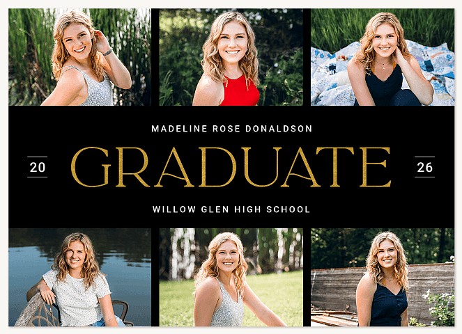 Grid & Glamour Graduation Cards