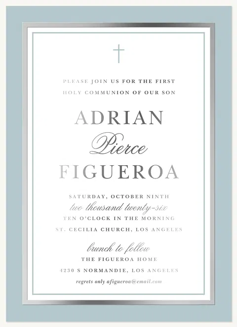 Genteel Frame First Communion Invitations