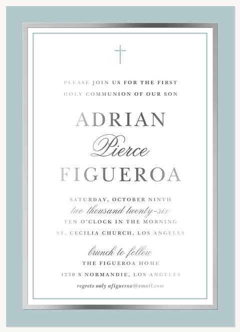 Genteel Frame First Communion Invitations