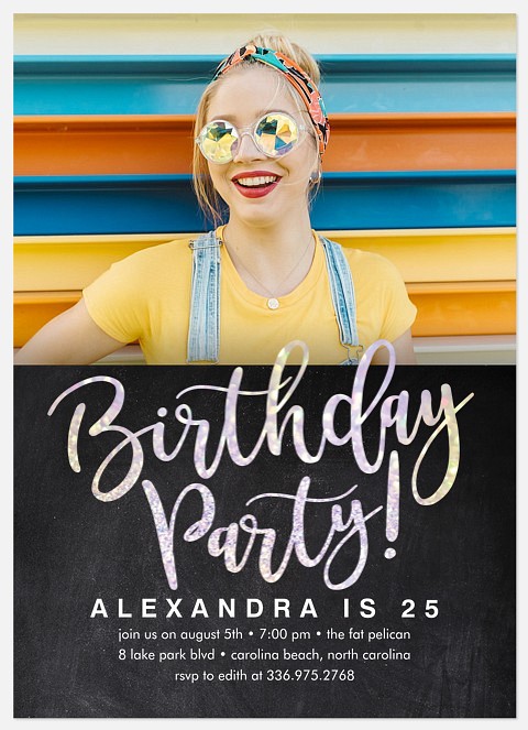 Holographic Party Adult Birthday Invitations