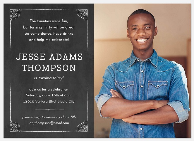 Chalk Framed Achievement Adult Birthday Invitations